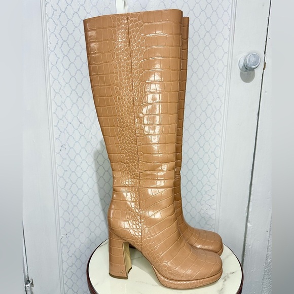 Circus by Sam Edelman Tan Croc-Embossed Heeled Boots - Picture 5 of 9